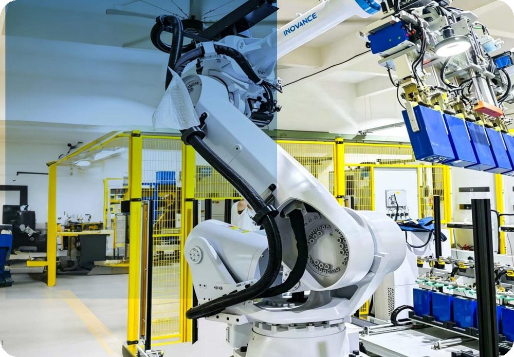 Advanced automated production line at an Auric Energy manufacturing facility